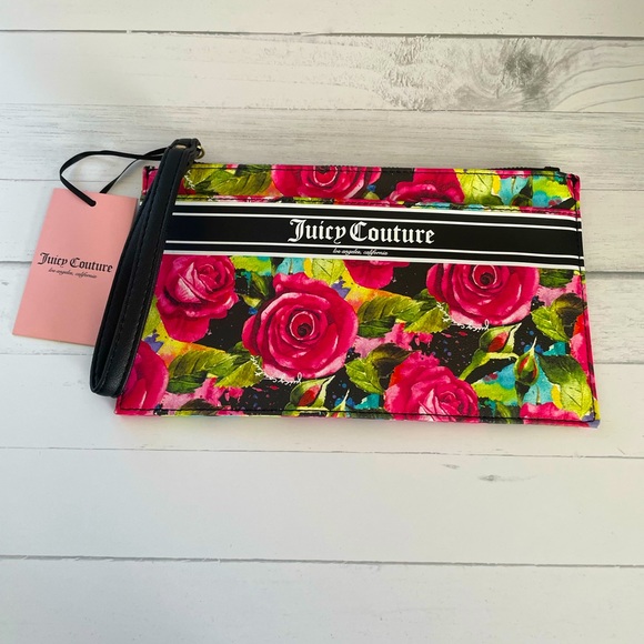 Juicy Couture  Gothic Logo Stripe Wristlet 9.75 x 5.5”/Ponytail Holder - Picture 3 of 16